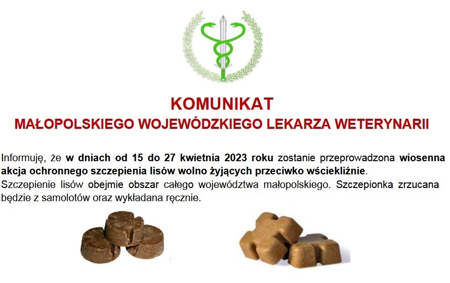 Komunikat Szczepienie Lis W Wolno Yj Cych Przeciwko W Ciekli Nie