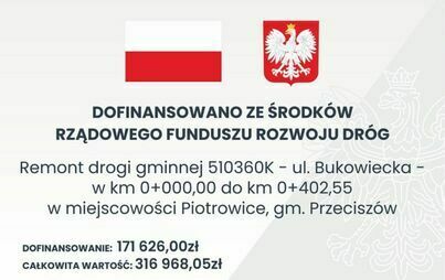 Zdjęcie do Gmina Przecisz&oacute;w otrzymała dofinansowanie na remont ul. Bukowieckiej w Piotrowicach
