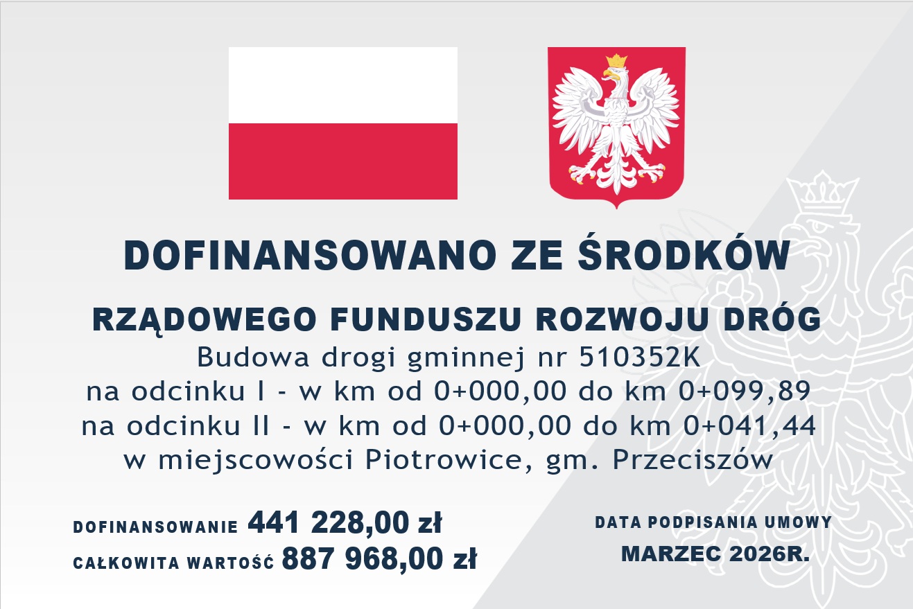 Tablica informacyjna dot. dofinansowania drogi ul. Pag&oacute;rkowa i&nbsp;wartości całkowitej inwestycji oraz&nbsp;dofinansowania