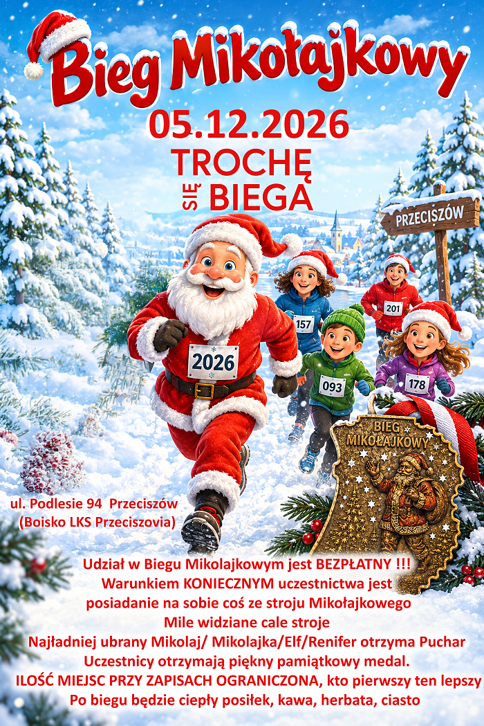 Plakat Mikołajkowego Biegu