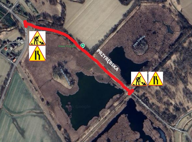 Mapka - Remont ulicy Przyrębskiej