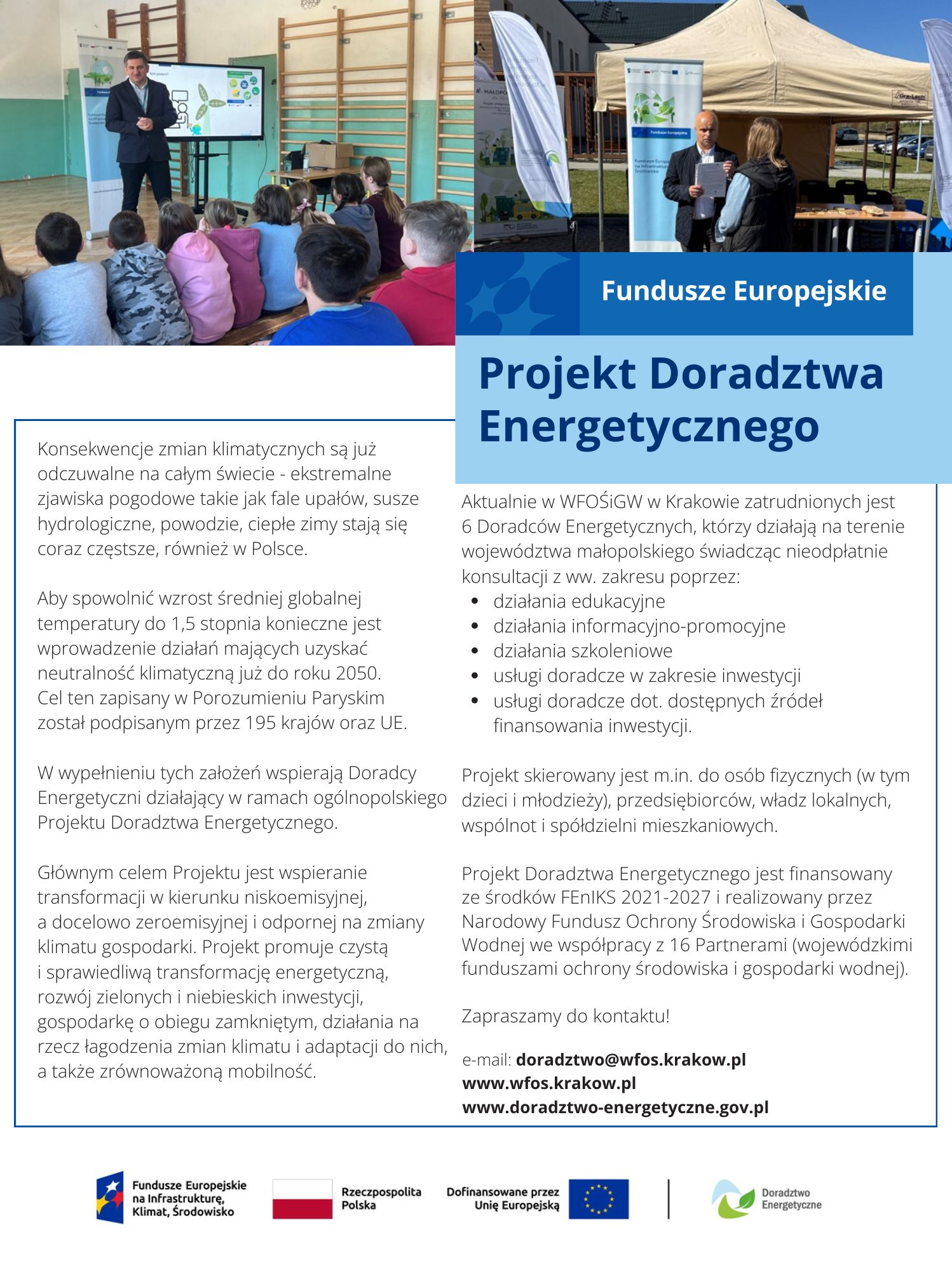 Plakat z&nbsp;informacjami w&nbsp;sprawie doradztwa energetycznego