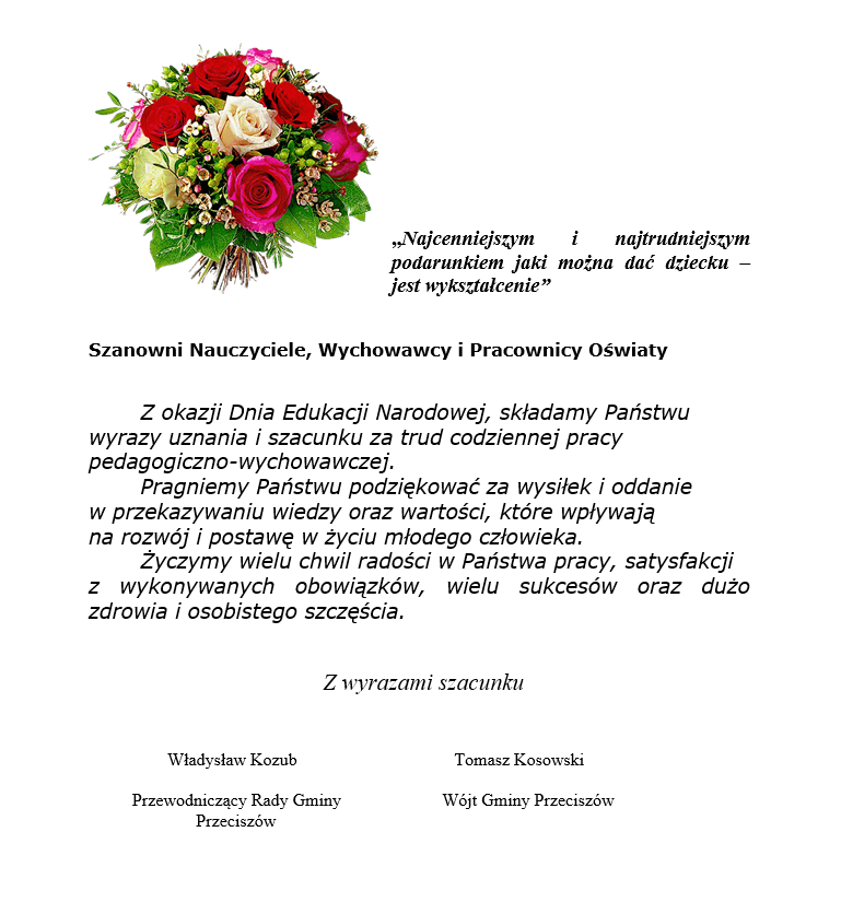Życzenia - Dzień Nauczyciela