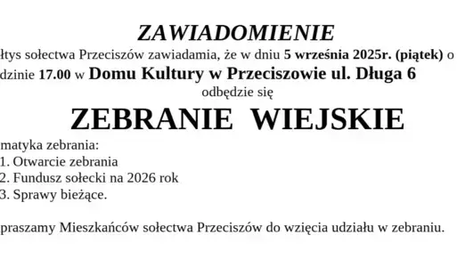 Plakat zebrania wiejskiego