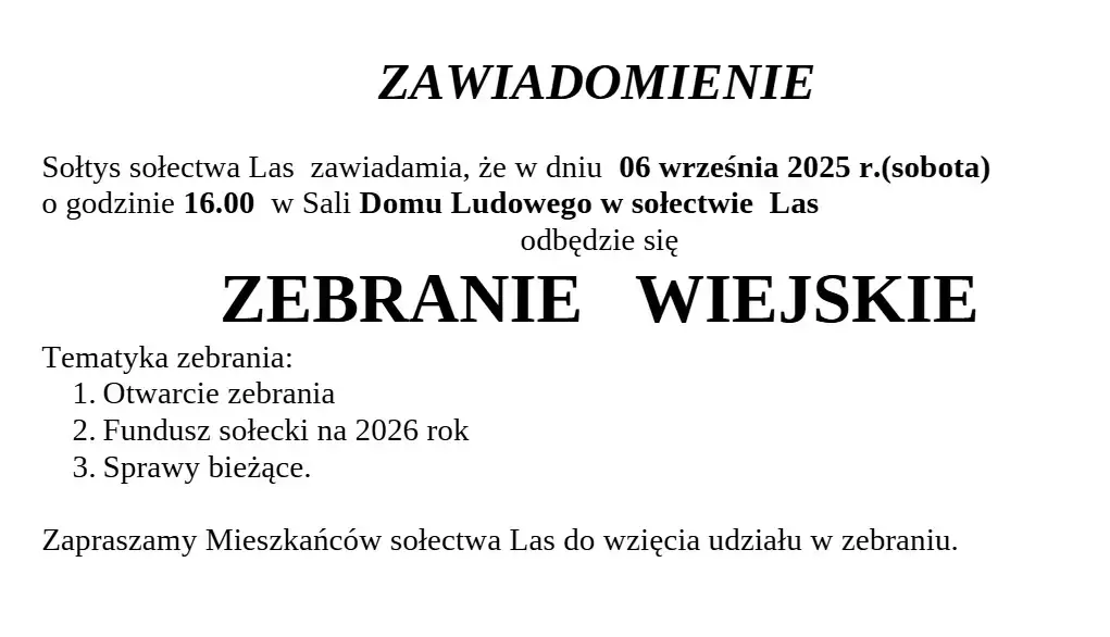 Plakat zebrania wiejskiego