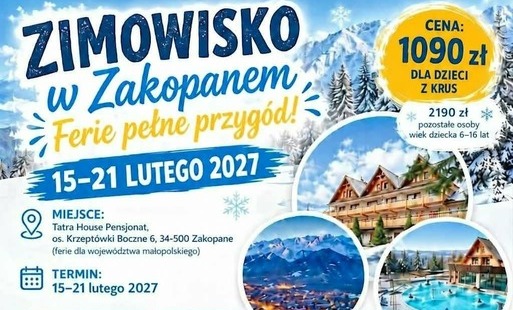 Zdjęcie do Oferta zimowiska na 2027 rok, dla Dzieci z dofinansowaniem KRUS